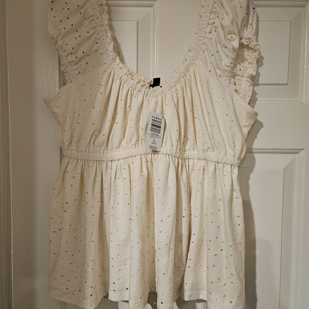 Torrid Cream Eyelet Blouse